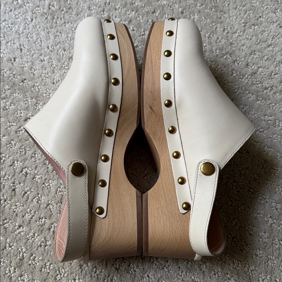 J. Crew | Leather Convertible Wood Clogs in Ivory | Size 7 - Picture 5 of 8